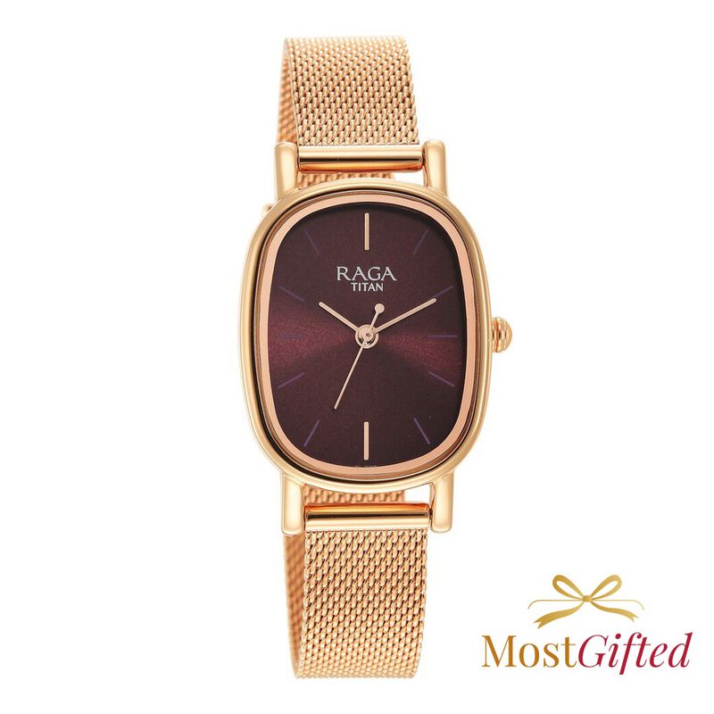 Titan Raga Viva Brown Dial Analog Stainless Steel Strap Watch for Women