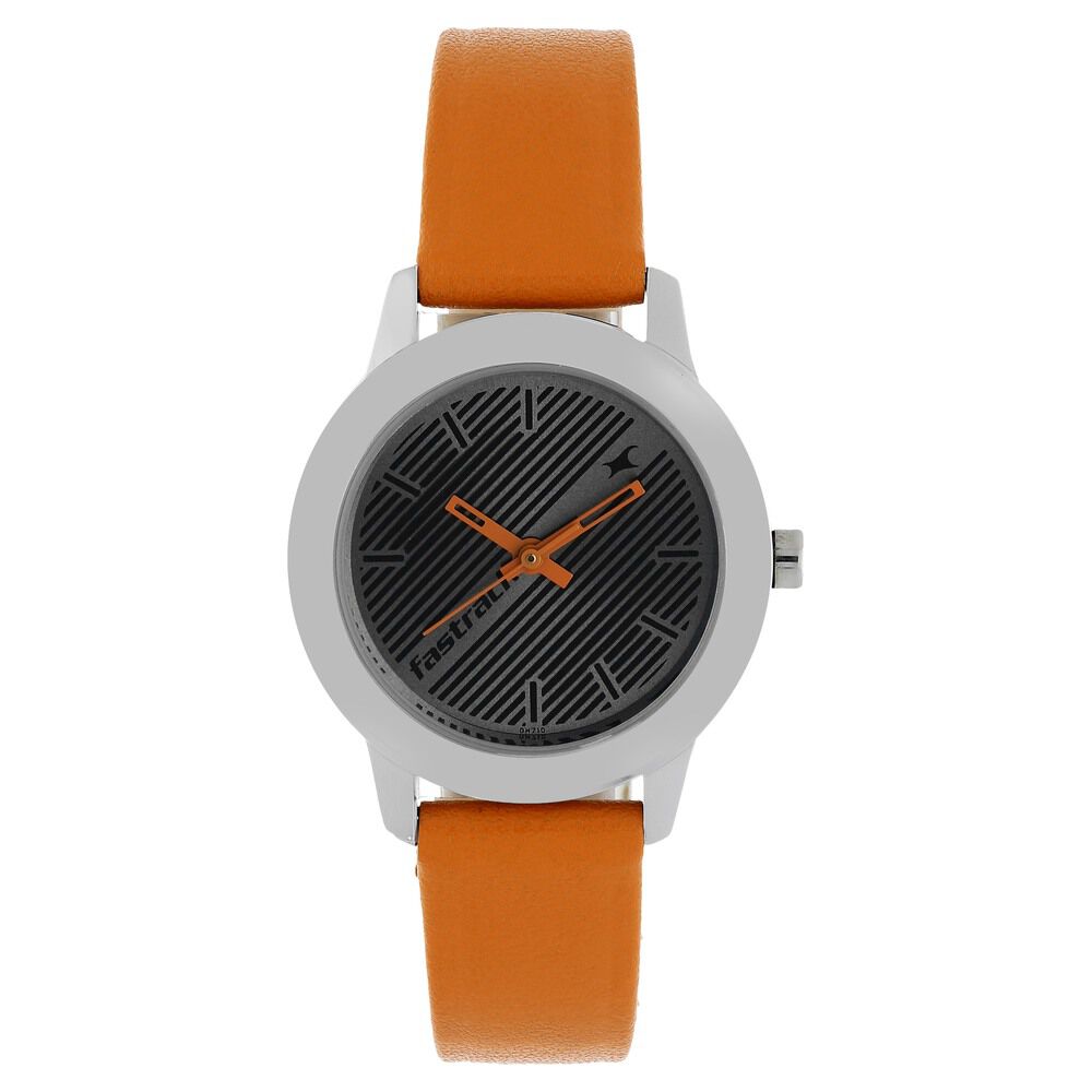 Buy Online Fastrack Fundamentals Quartz Analog Grey Dial Leather Strap Watch for Girls np68008sl04 Titan