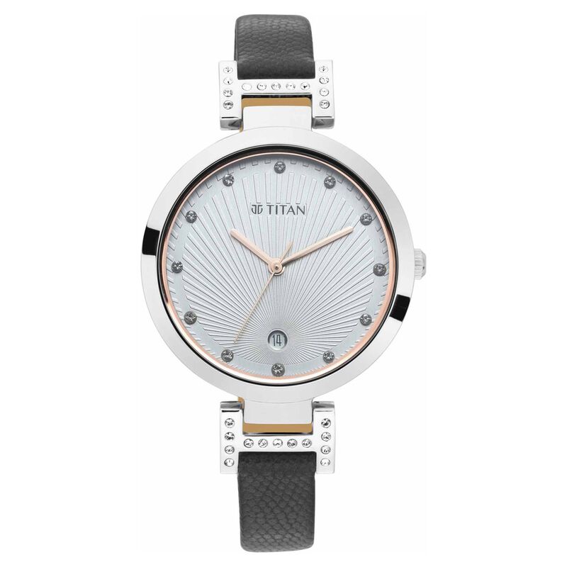 Titan SparkleGrey Dial Analog with Date Leather Strap watch for Women - image number 0