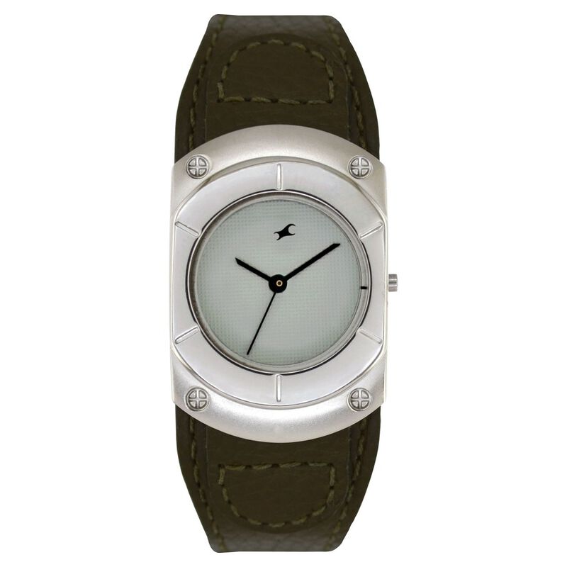 Fastrack Quartz Analog Grey Dial Leather Strap Watch for Girls
