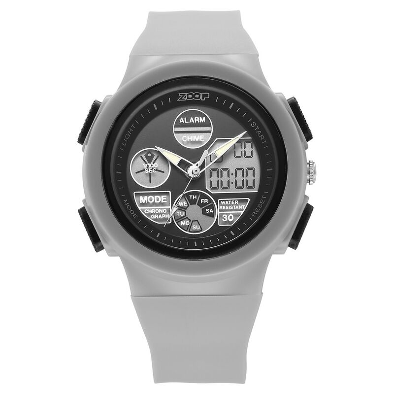 Zoop Analog Digital Watch with Black Dial & Grey Strap for Girls Kids, from House of Titan