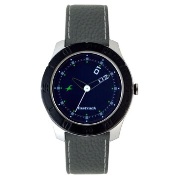 Fastrack Quartz Analog Blue Dial Leather Strap Watch for Guys