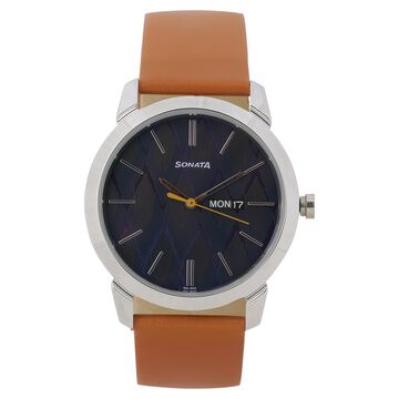 Knot Blue Dial Leather Strap Watch for Men