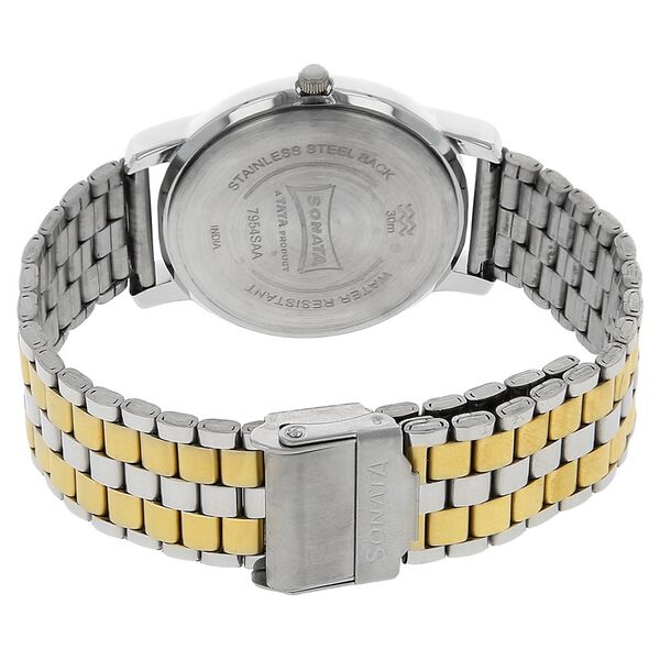 Sonata Quartz Analog White Dial Stainless Steel Strap Watch for Men - image number 3