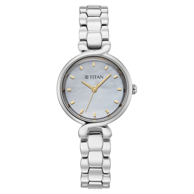 Titan Workday Edit Quartz Analog Mother Of Pearl Dial Silver Stainless Steel Strap Watch For Women