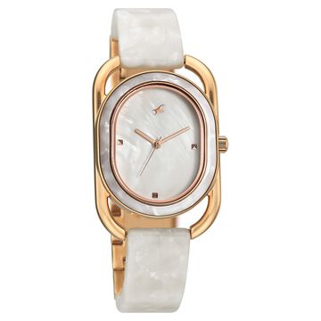 Fastrack Younique Quartz Analog Mother of Pearl Dial Two Toned Acetate & Metal Strap Watch For Girls