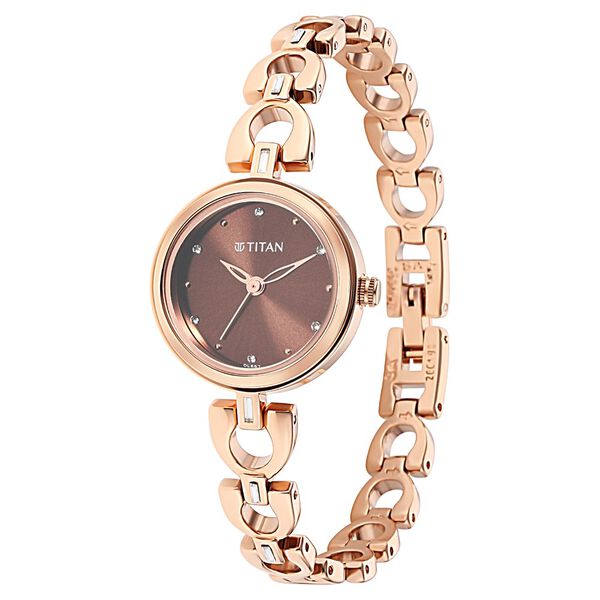 Titan Lagan Brown Dial Analog Metal Strap Watch for Women - image number 2