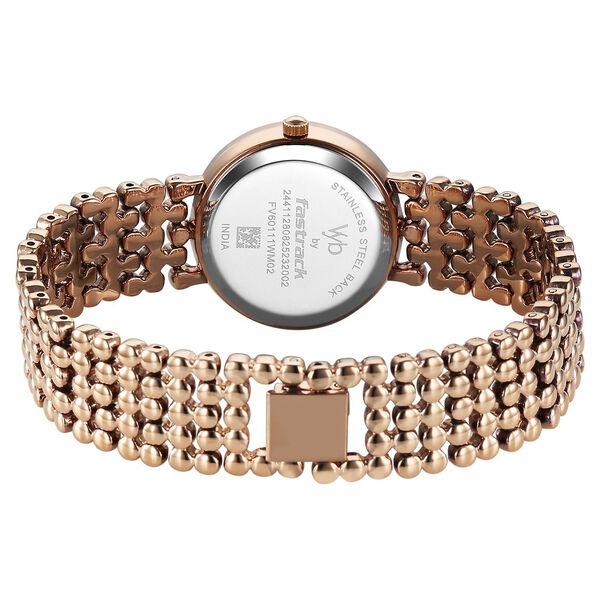 Vyb Iconique By Fastrack Quartz Analog Purple Dial Rose Gold Metal Strap Watch For Girls - image number 6