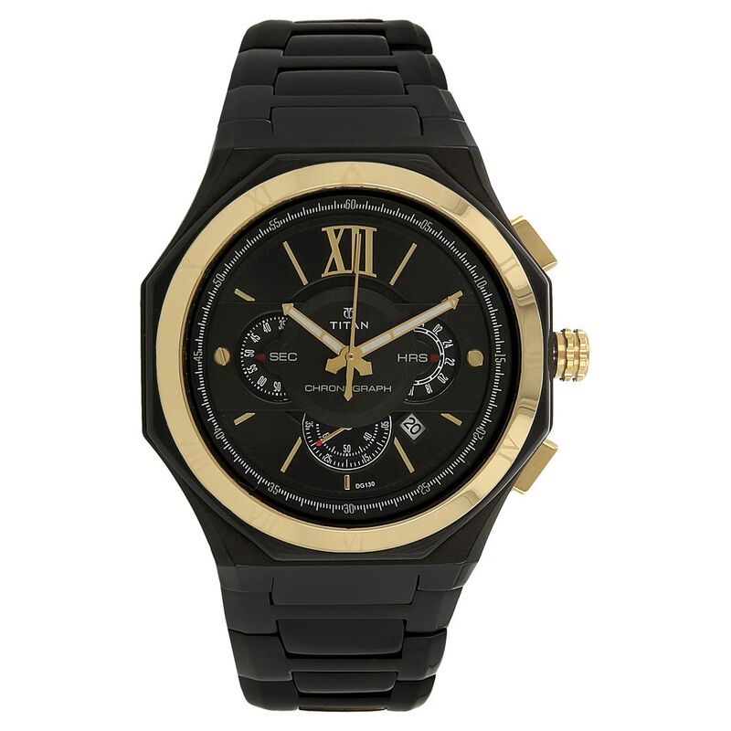 Titan Regalia Rome Black Dial Chronograph Stainless Steel Strap watch for Men