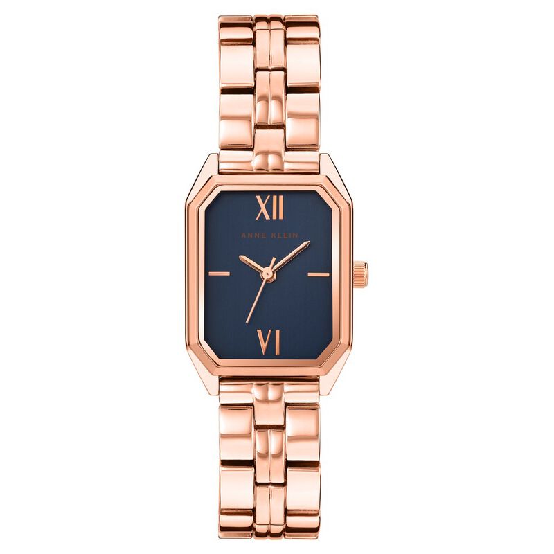 Anne Klein Quartz Analog Blue Dial Rose Gold Metal Strap Watch For Women