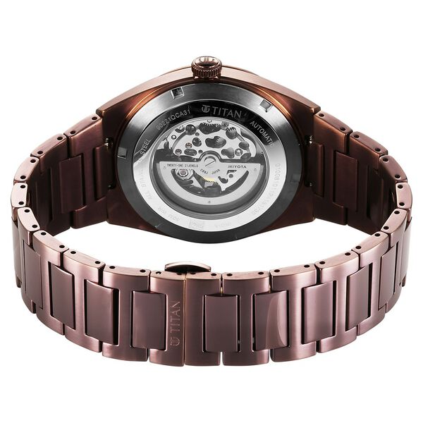 Titan Nexus Skeletal Automatic Analog with Brown Dial Brown Stainless Steel Strap Watch for Men - image number 5