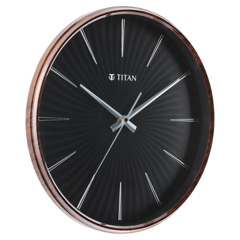 Buy Online Titan Contemporary Balck Wall Clock 32.5 cm x 32.5 cm