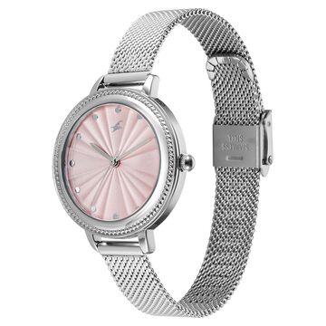 Fastrack Stunners X Quartz Analog Pink Dial Stainless Steel Strap Watch For Girls