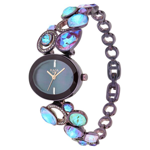 Titan Raga Moments Of Joy Quartz Analog Mother of Pearl Dial Maroon Metal Strap Watch For Women - image number 3