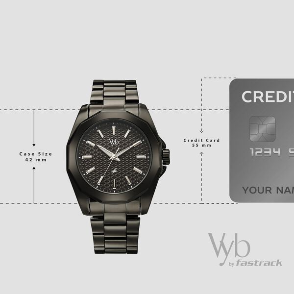 Vyb Challenger By Fastrack Quartz Analog Grey Dial Grey Stainless Steel Strap Watch For Guys - image number 3