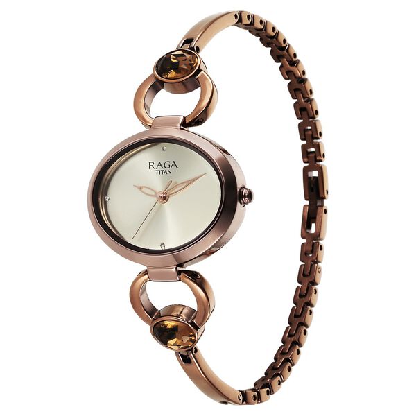 Titan Raga Viva Quartz Analog Champagne Dial Metal Strap Watch for Women - image number 2
