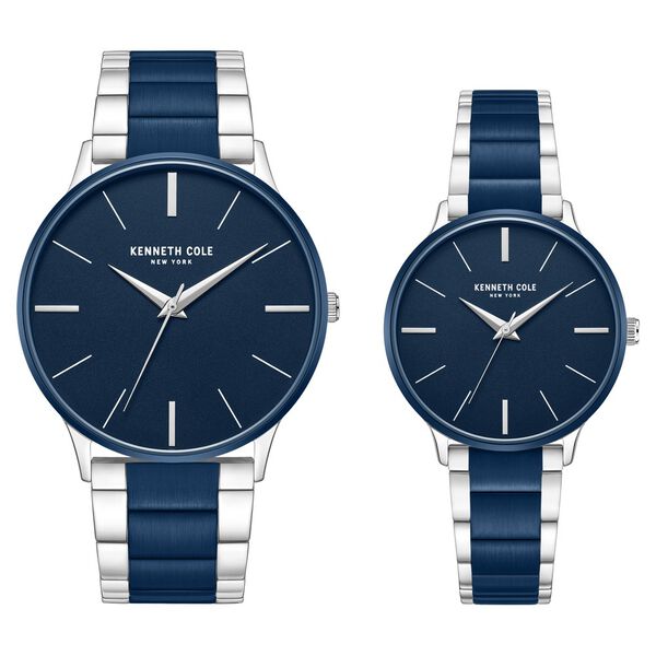 Kenneth Cole Quartz Analog Blue Dial Two Toned Stainless Steel Strap Watch For Couple - image number 0