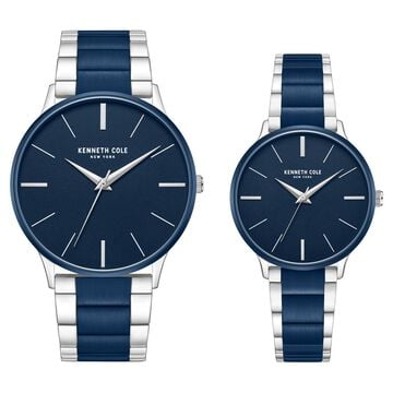 Kenneth Cole Quartz Analog Blue Dial Stainless Steel Strap Watch for Couple