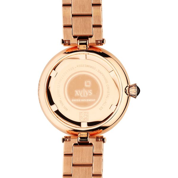 Xylys Swiss Analog Rose Gold Stainless Steel Strap Black Dial Watch For Women - image number 4