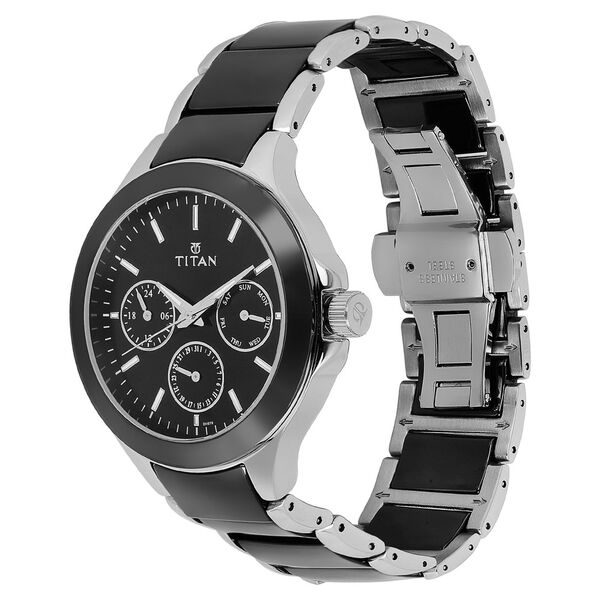 Titan Ceramics Black Dial Quartz Multifunction Stainless Steel and Ceramic Strap watch for Men - image number 2
