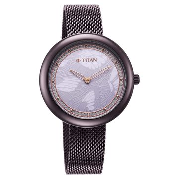 Glitz Purple Dial Stainless Steel Strap Watch for Women