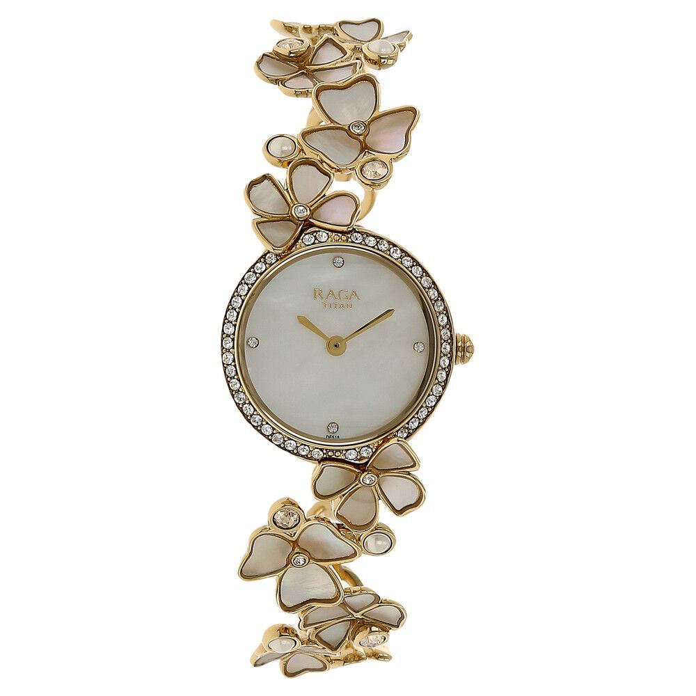 Titan Raga Moonlight Mother of Pearl Dial Women Watch With Metal Strap