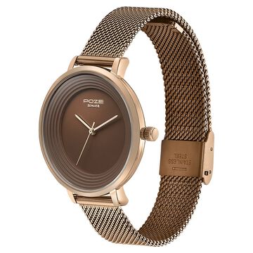 Sonata Poze Quartz Analog Brown Dial Mesh Strap Watch for Women