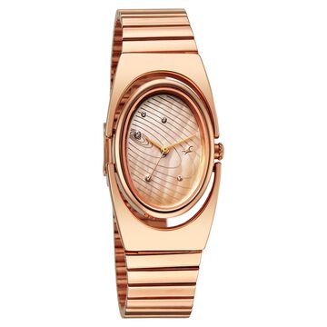 Fastrack UFO Quartz Analog Yellow Mother of Pearl Dial Rose Gold Colour Stainless Steel Strap Watch For Girls