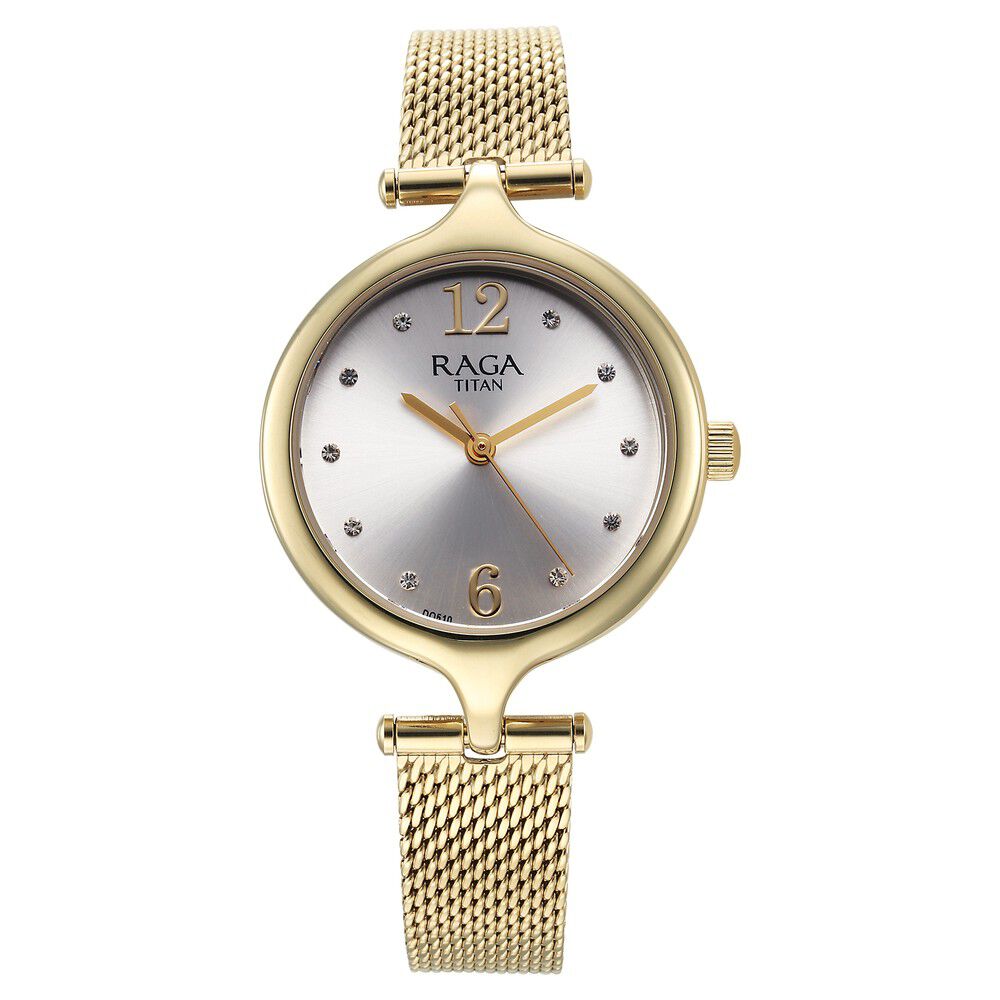 Buy Online Titan Raga Showstopper Quartz Analog Silver Dial Metal Strap Watch for Women 95268ym01 Titan