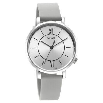 Sonata Essentials Silver Dial Polyurethane Strap Watch for Women