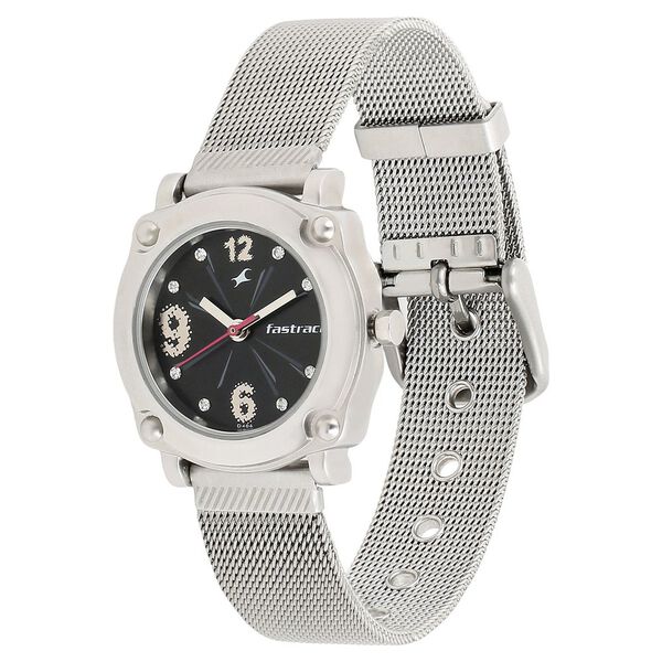 Fastrack Quartz Analog Black Dial Metal Strap Watch for Girls - image number 1