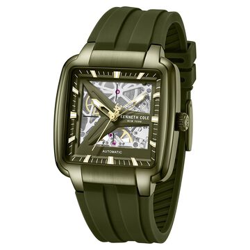 Kenneth Cole-Automatic Green Dial Green Silicone Strap Watch For Men