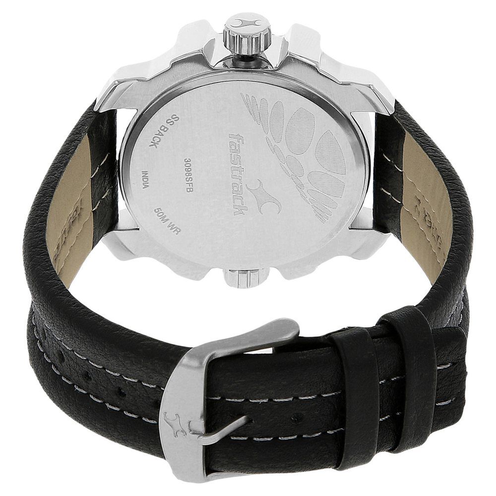 Buy Online Fastrack Quartz Analog Grey Dial Leather Strap Watch for Guys nn3098sl01 Titan
