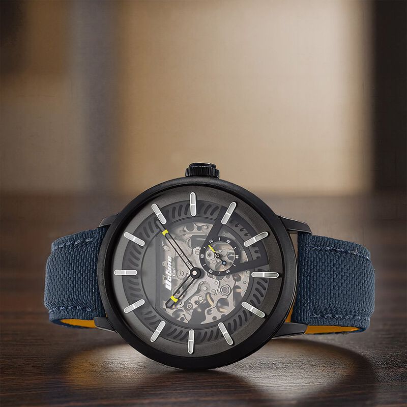 Titan Octane Aerobatics Mechanical Analog Black Dial Nylon Strap Watch for Men