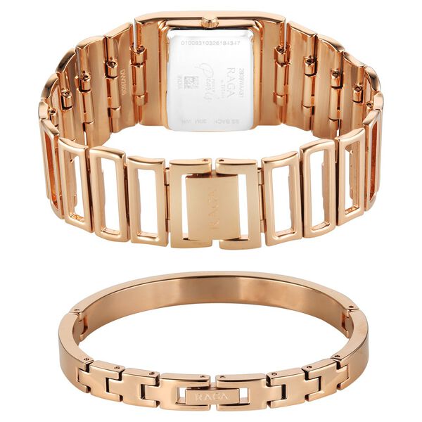 Titan Raga Power Pearls 2.0 Quartz Analog Mother Of Pearl Dial Rose Gold Metal Strap Watch For Women - image number 5