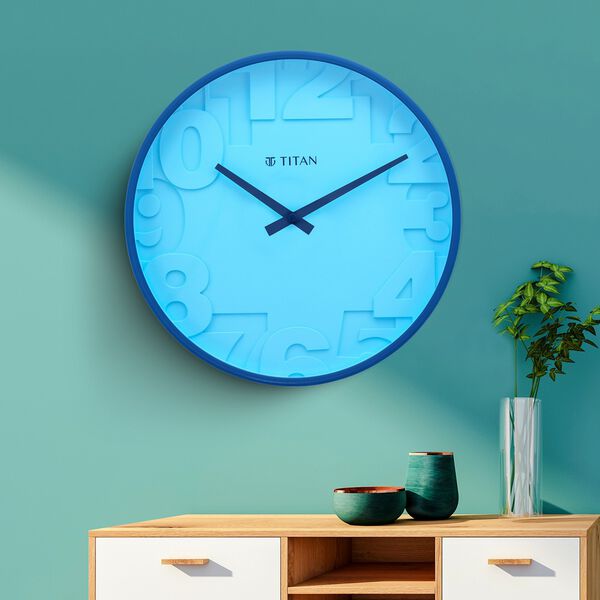 Titan Contemporary Blue Wall Clock with Overlayed numbers - 29.5 cm x 29.5 cm (Medium) - image number 0