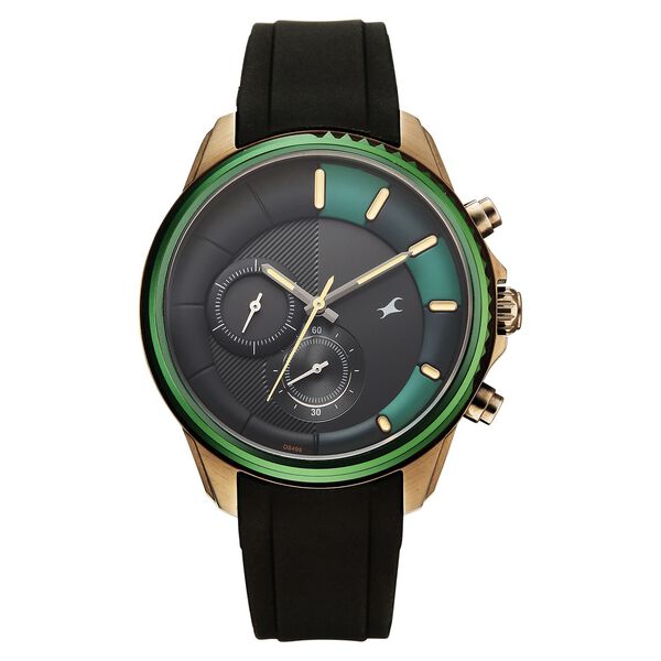 Fastrack Wild Quartz Chronograph Two Toned Dial Black Silicone Strap Watch For Guys - image number 0