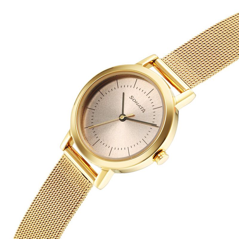 Sonata Essentials Beige Dial Stainless Steel Strap Watch for Women - image number 2