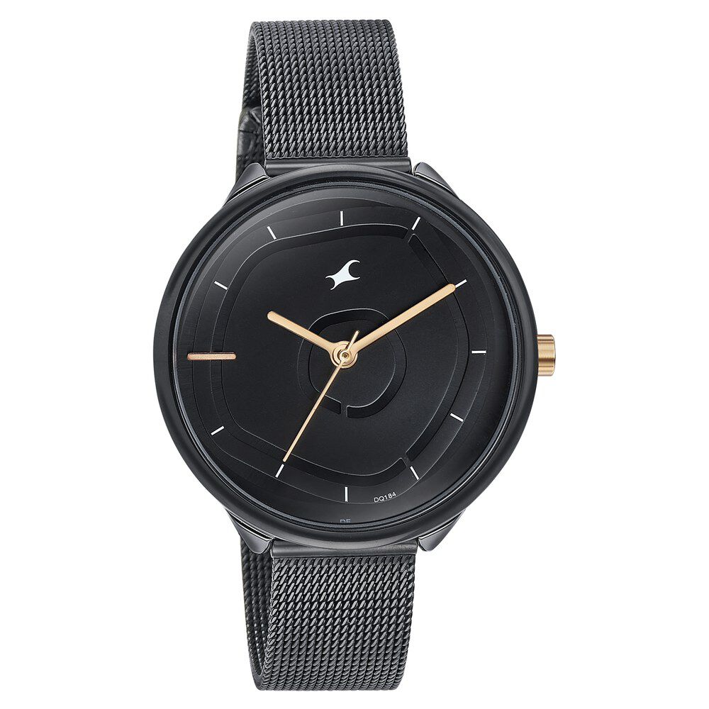 Buy Online Fastrack Stunners Quartz Multifunction Black Dial Stainless Steel Strap Watch for Girls 6303km01 Titan