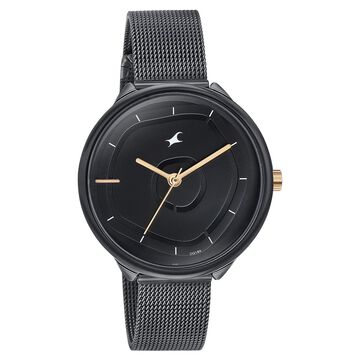 Fastrack Stunners Quartz Multifunction Black Dial Stainless Steel Strap Watch for Girls