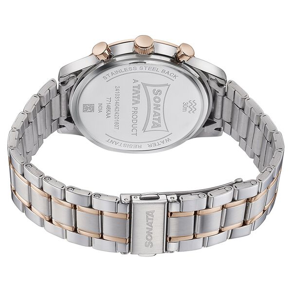 Sonata Quartz Multifunction Pink Dial Two Toned Stainless Steel Strap Watch For Men - image number 5