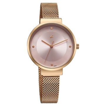 Fastrack Stunners X Quartz Analog Pink Dial Stainless Steel Strap Watch For Girls