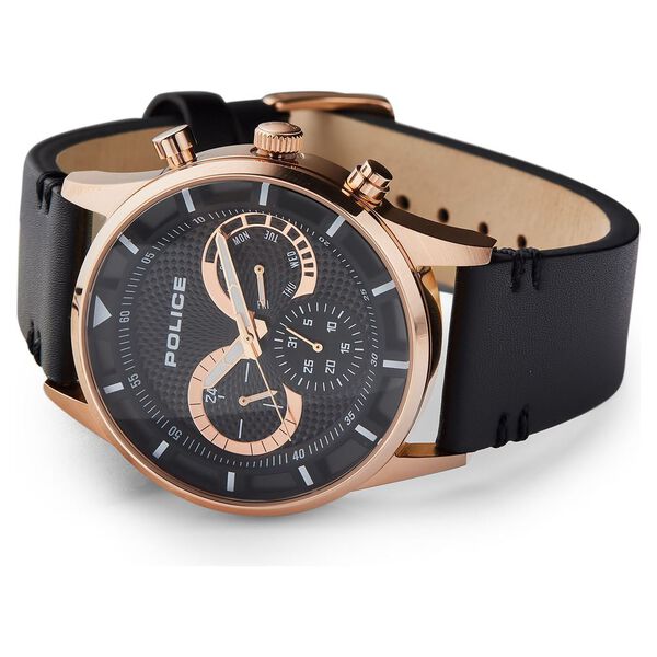 Police Quartz Multifunction Black Dial Leather Strap Watch for Men - image number 4