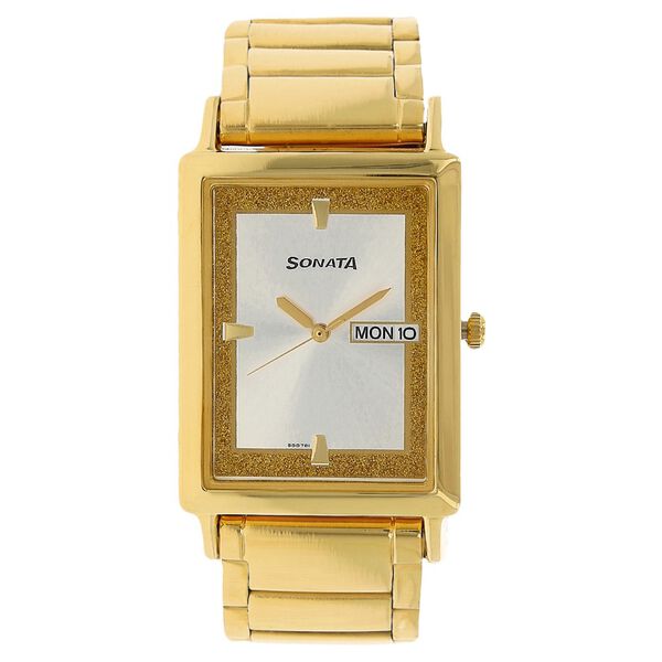 Sonata Quartz Analog with Day and Date White Dial Stainless Steel Strap Watch for Men - image number 0