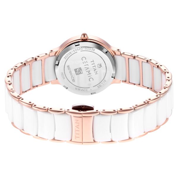 Titan Quartz Analog with Date Mother of Pearl Dial Stainless Steel & Ceramic Strap Watch for Women - image number 4