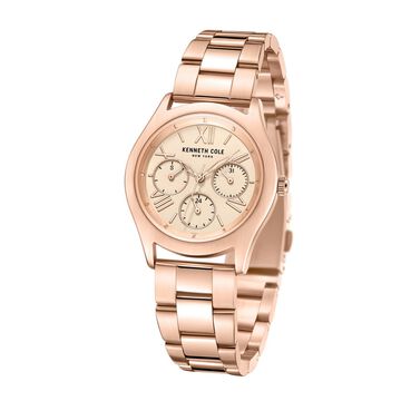Kenneth Cole Quartz Multifunction Rose Gold Dial Stainless Steel Strap Watch for Women