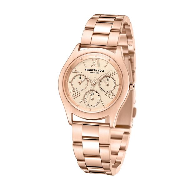 Kenneth Cole Quartz Multifunction Rose Gold Dial Stainless Steel Strap Watch for Women - image number 1