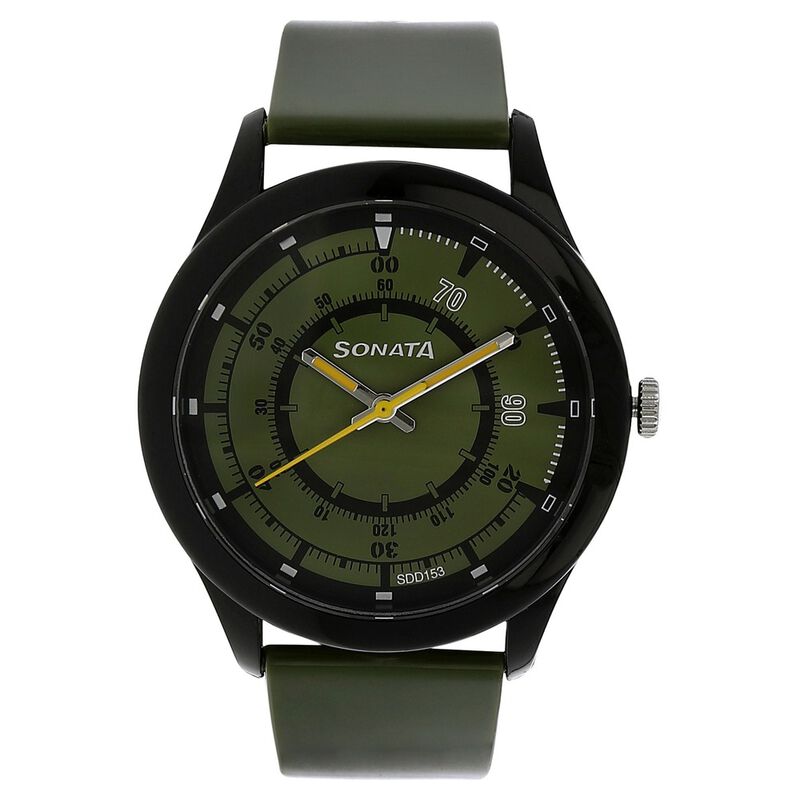 SF Quartz Analog Green Dial Plastic Strap Watch for Men - image number 0