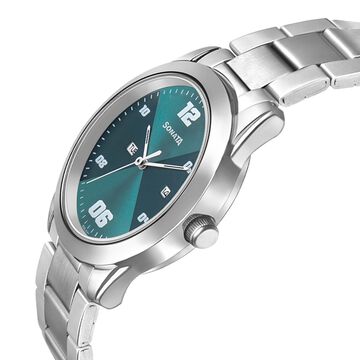 Sonata RPM Quartz Analog with Day and Date Green Dial Stainless Steel Strap Watch for Men