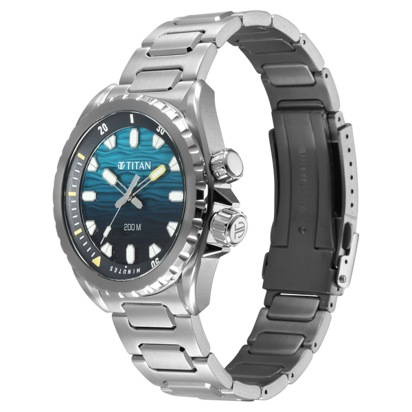 Titan Zero Hour Diver's 200m Analog with Blue Dial Silver Stainless Steel Strap Watch for Men - image number 2